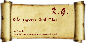 Könyves Gréta névjegykártya